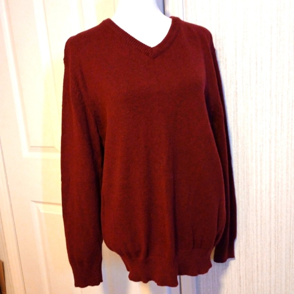 Eight Bells Women’s Size M Cotton Nylon Sweater Burgundy Banded VNeck Casual LNC